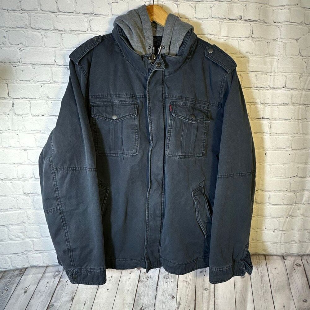 Levi’s Trucker Jacket Men’s XXL Faded Navy Sherpa Lined Removable Liner